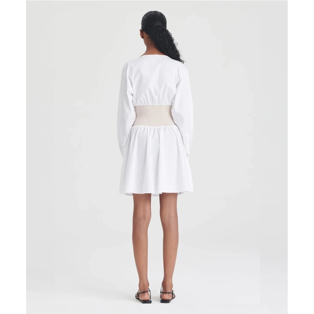 Naadam NWT Cotton Cashmere Mixed Media Mini Dress Size Small in Latte - Picture 2 of 8